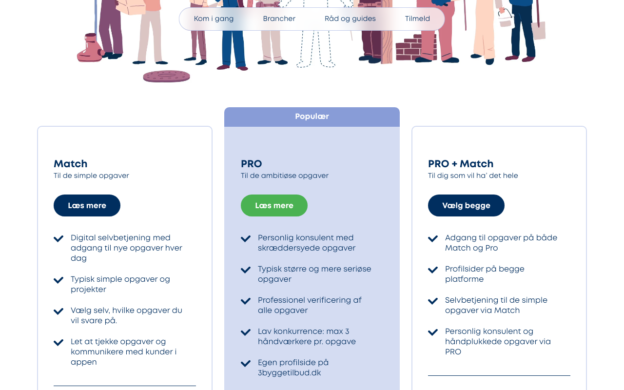 Тарифы для мастеров 3byggetilbud.dk
