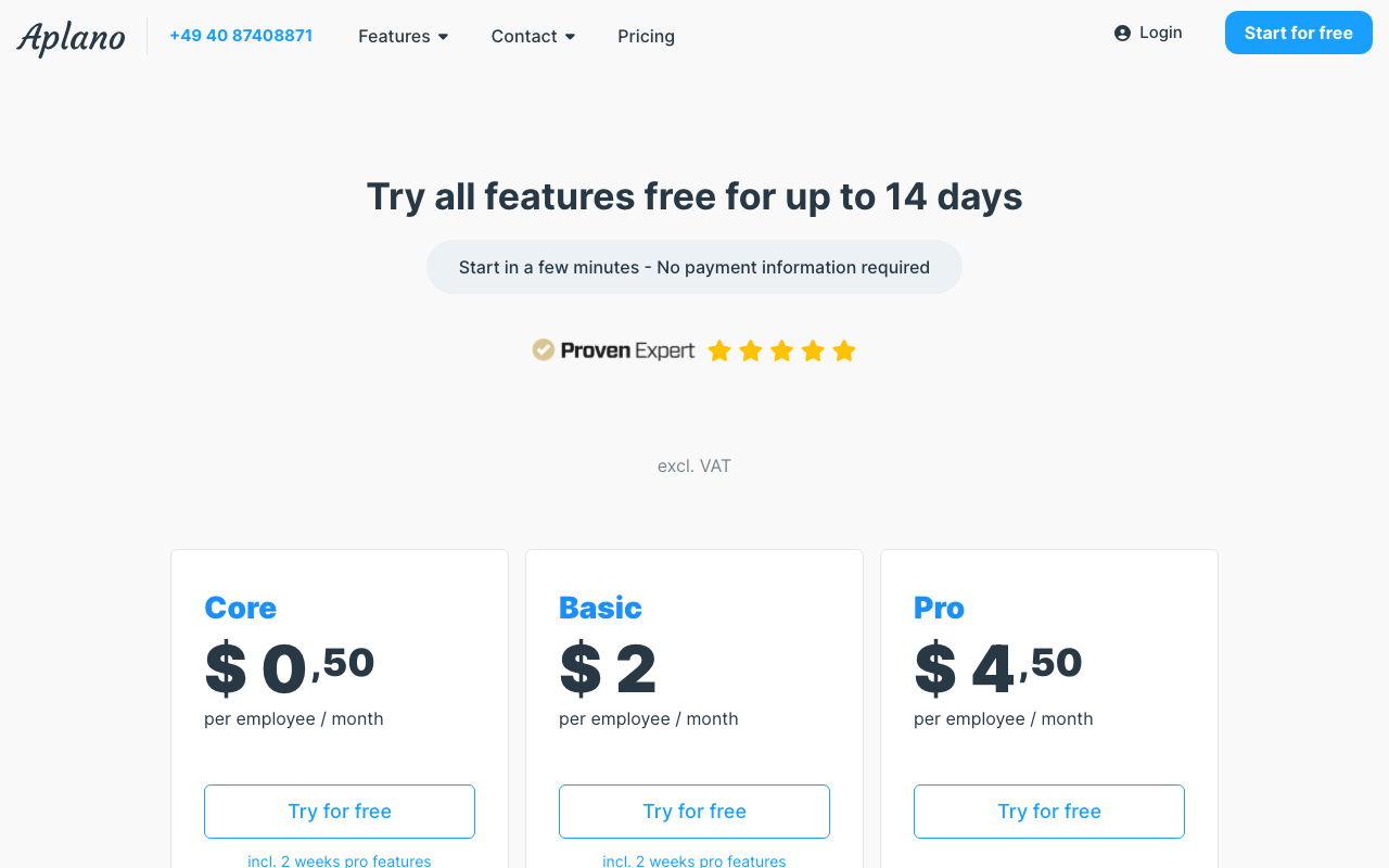 Тарифы Aplano