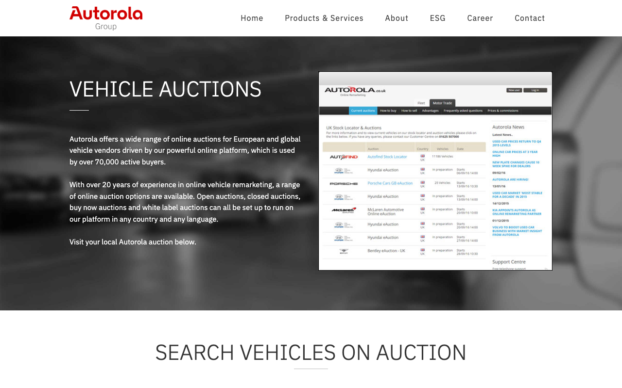 Страница аукционов Autorola Group