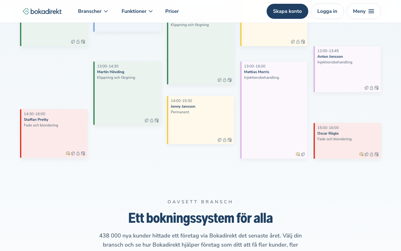 Календарь и статистика Bokadirekt