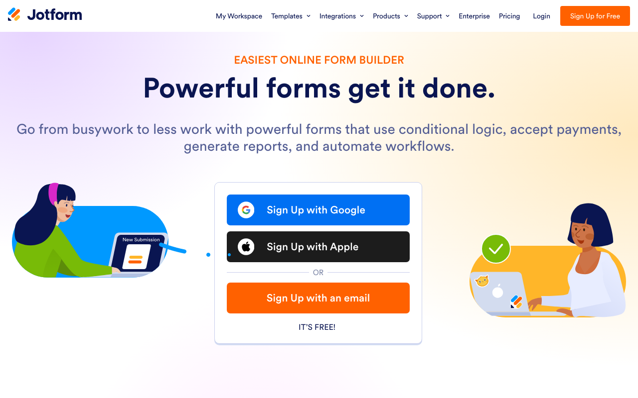 Главная страница JotForm