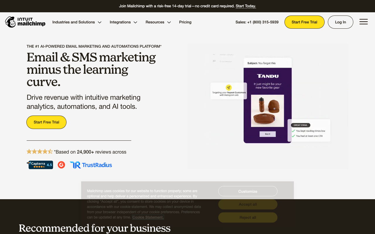 Главная страница Mailchimp