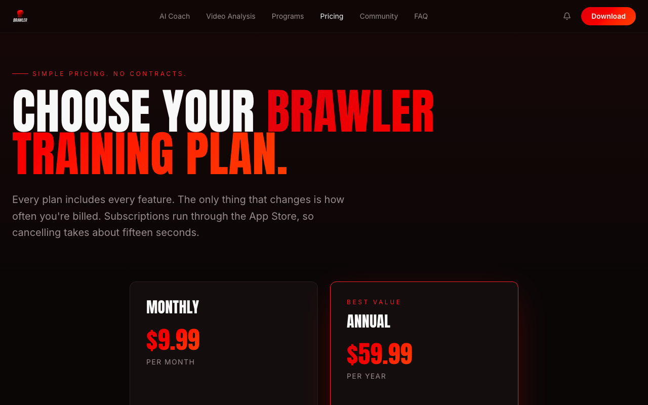 Страница тарифов Brawler