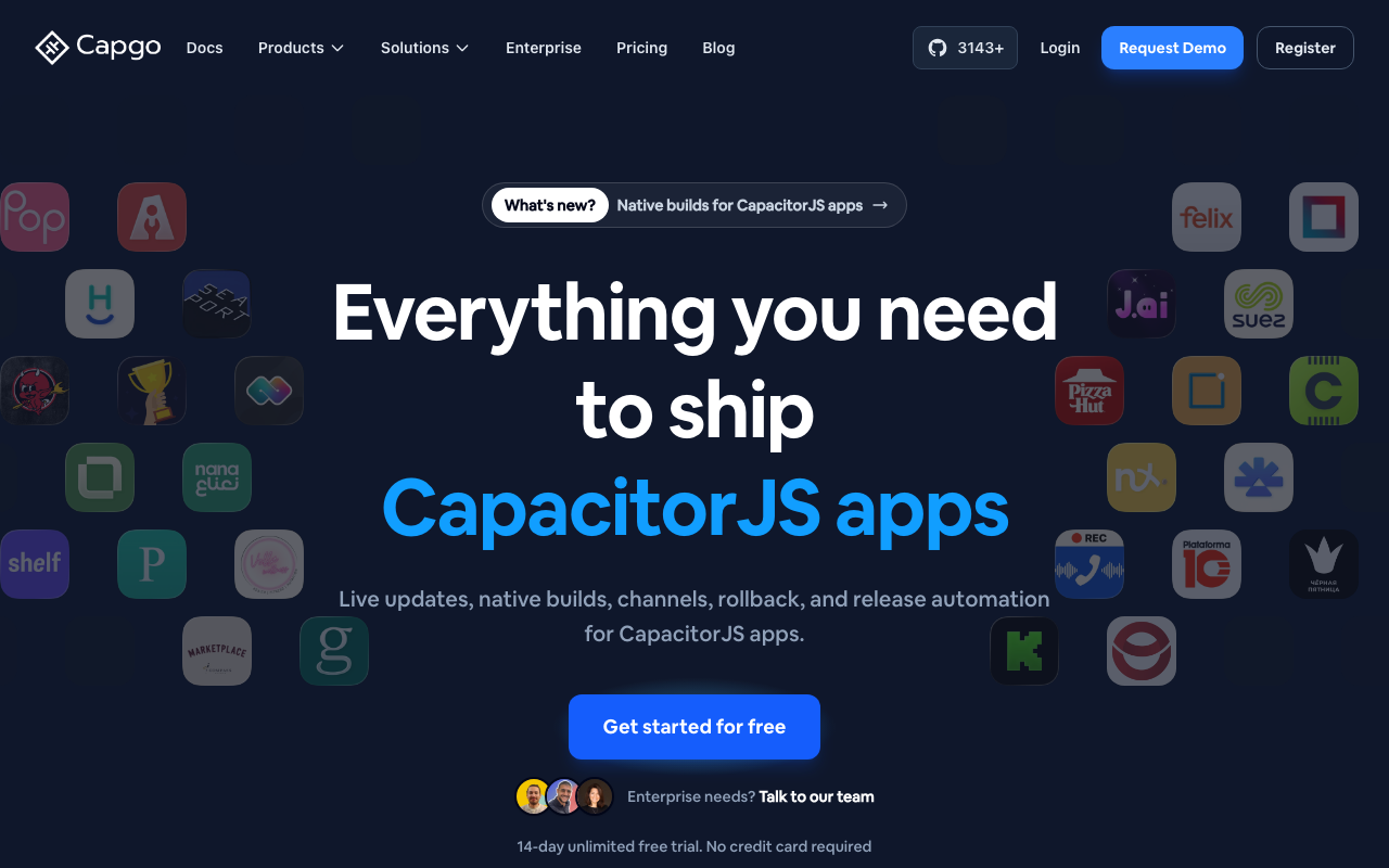 Главная страница Capgo
