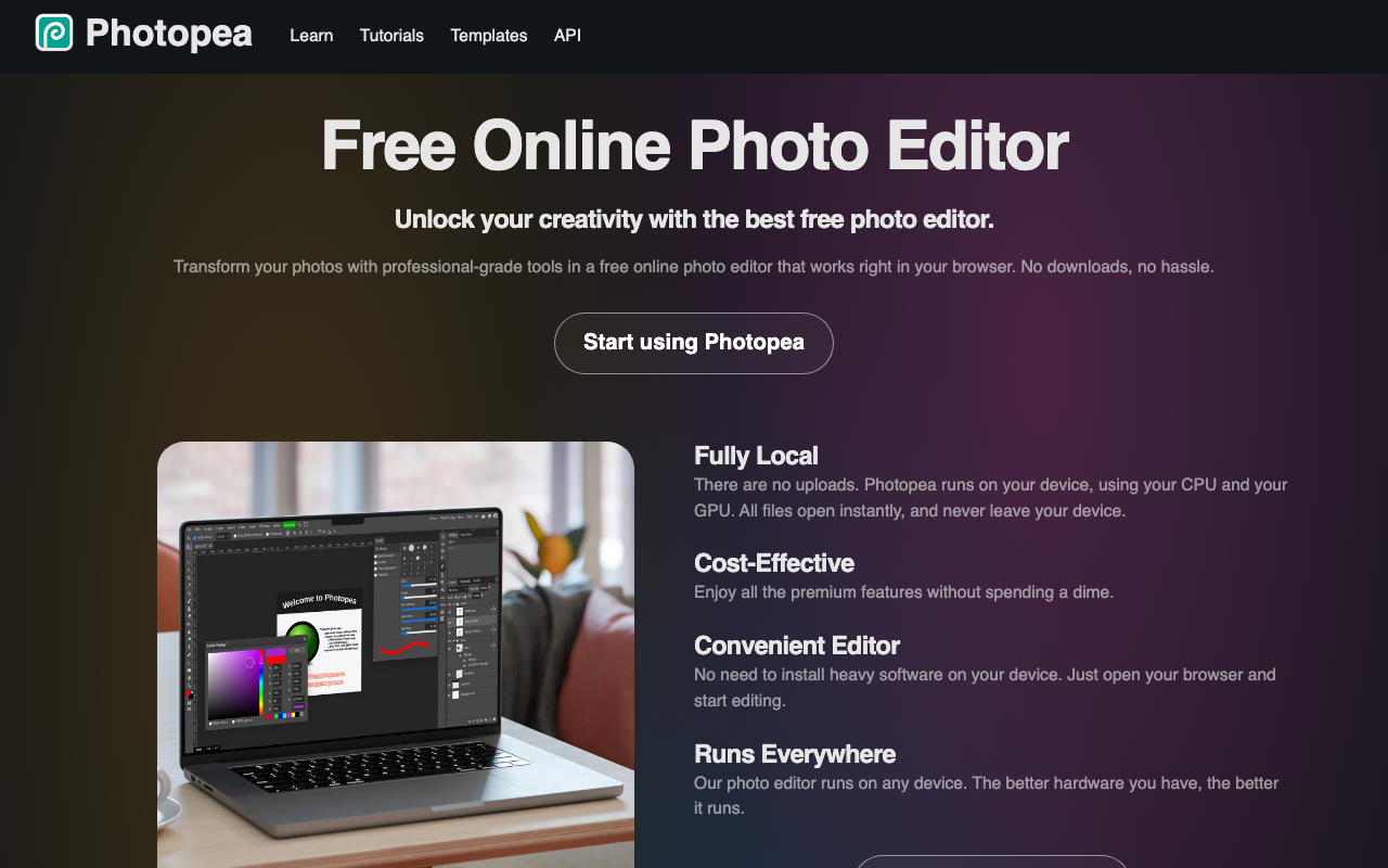Photopea — редактор изображений в браузере