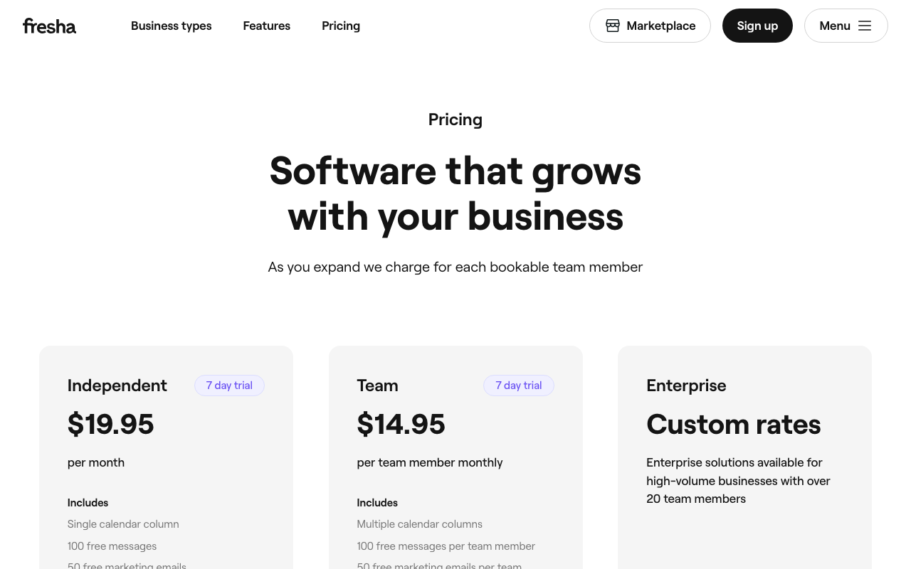 Pricing Fresha