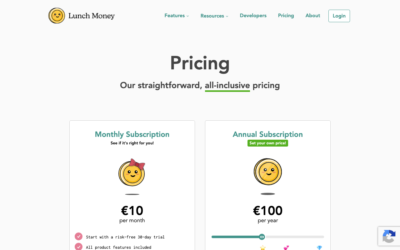 Тарифы Lunch Money