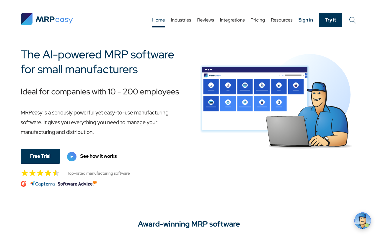 Главная страница MRPeasy