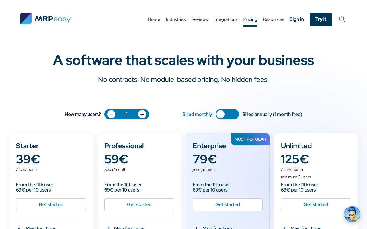 Тарифы MRPeasy