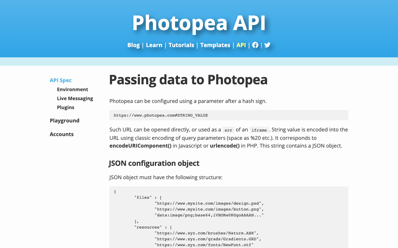 API документация Photopea