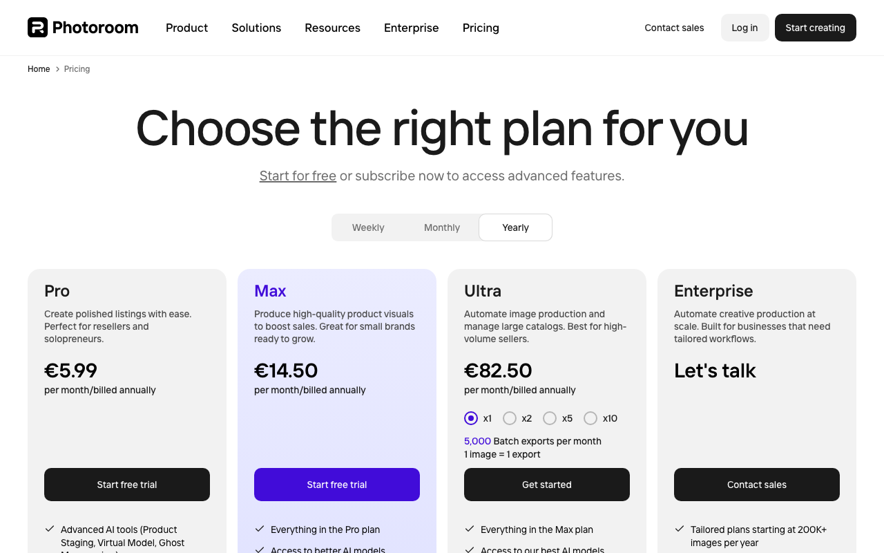 Pricing Photoroom