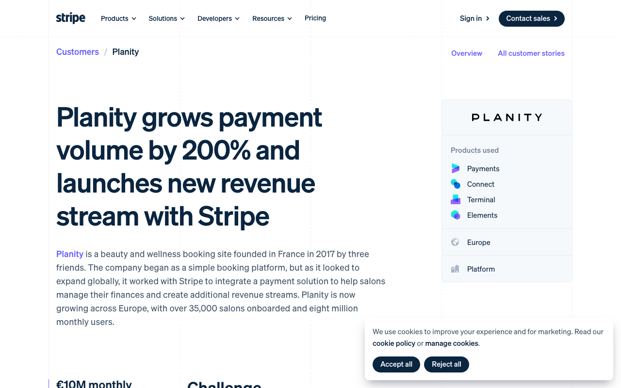 Кейс Planity на Stripe