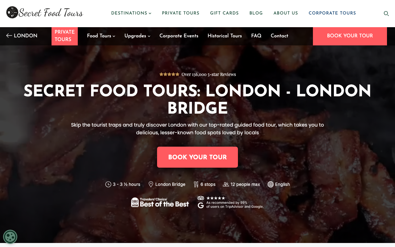 Страница тура Secret Food Tours