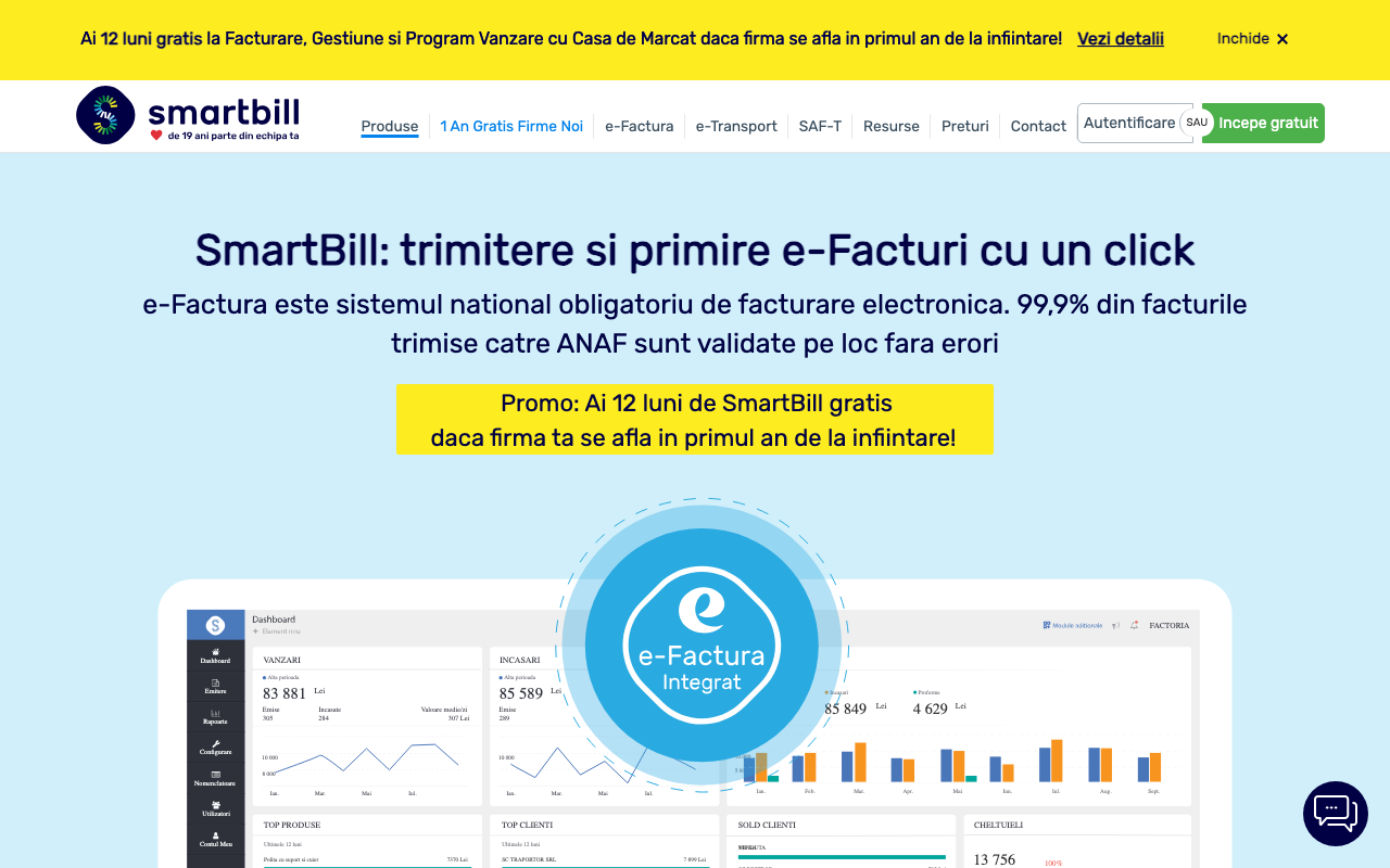 Раздел e-Factura на сайте SmartBill