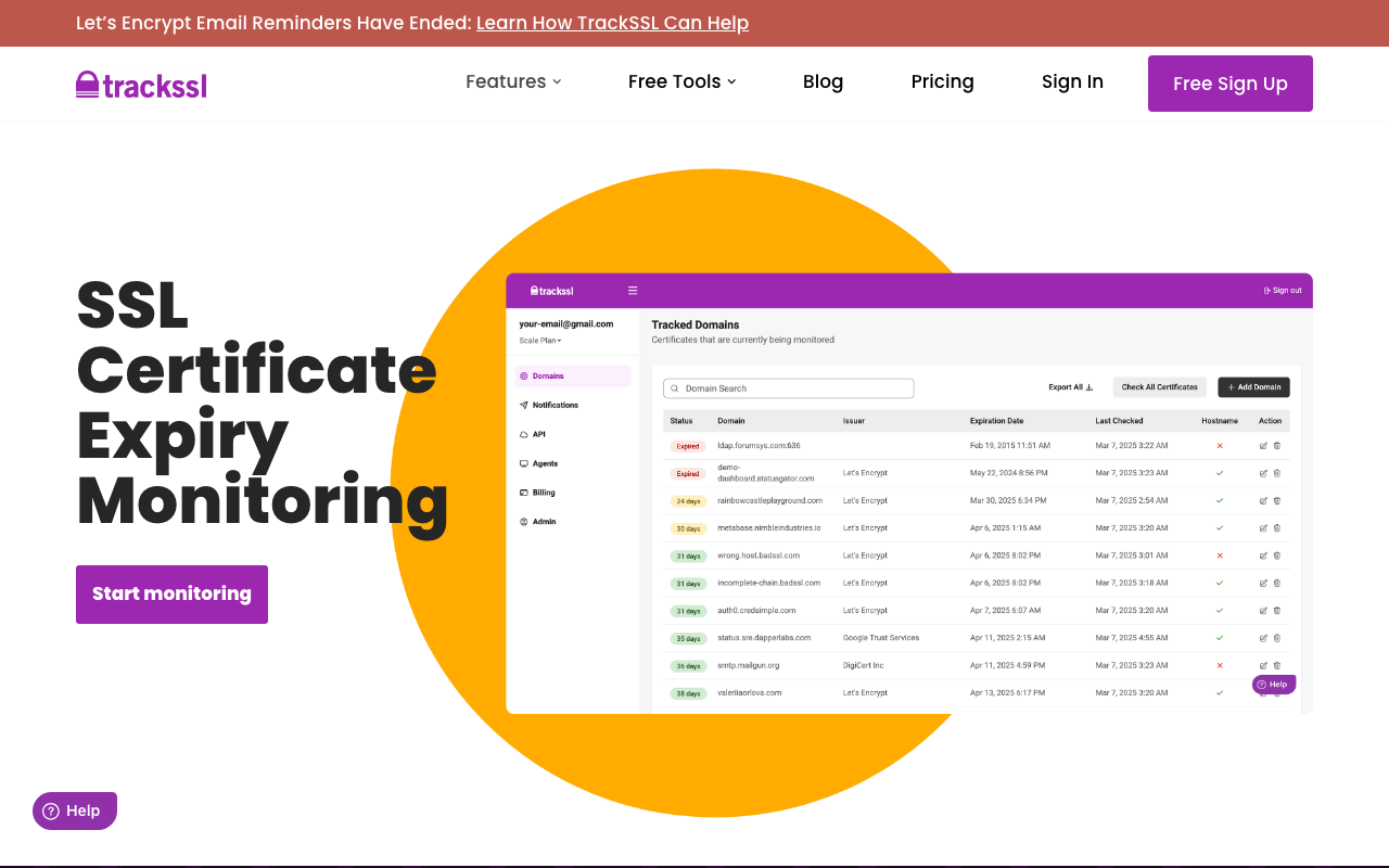 TrackSSL — мониторинг истечения SSL-сертификатов