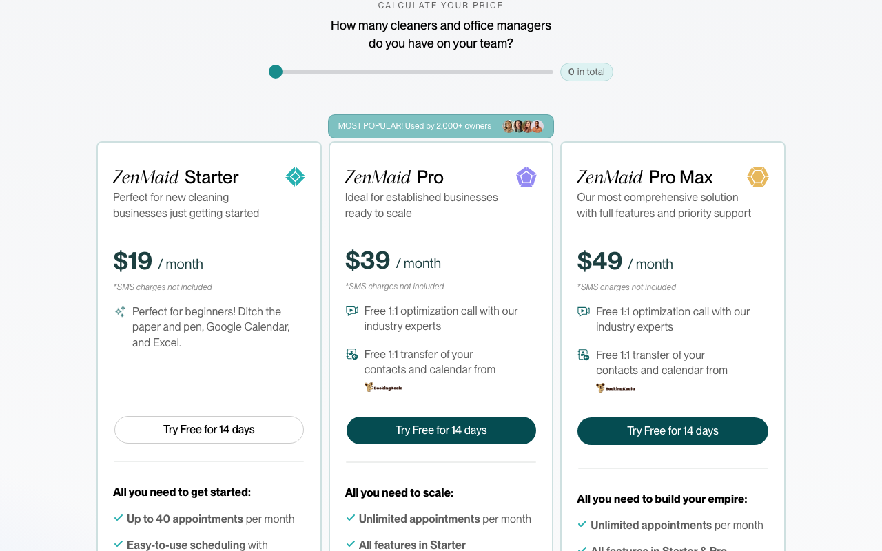 Тарифы ZenMaid